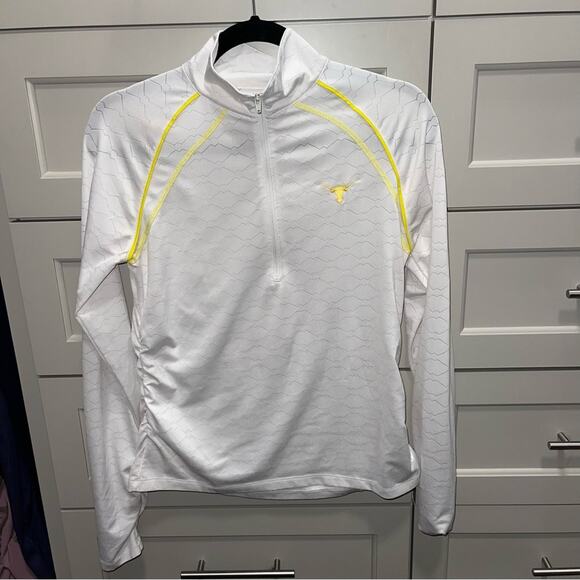 Lija Texas Longhorn Half Zip White and Yellow Small - Picture 1 of 8